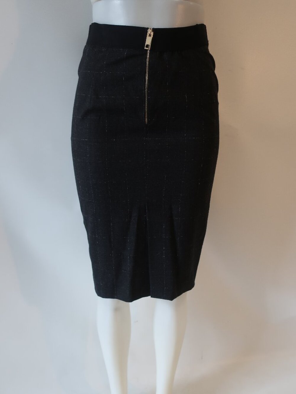 Womens Bloomingdale's Black White (Item- 118) Wool Stretch Pencil Skirt 42 US/S